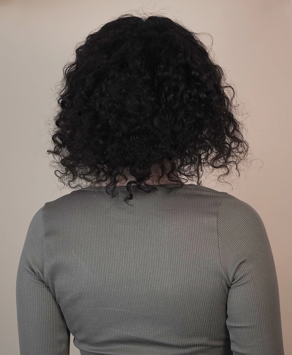 lace front human wig - 10" 3A curly natural black. - Image 3