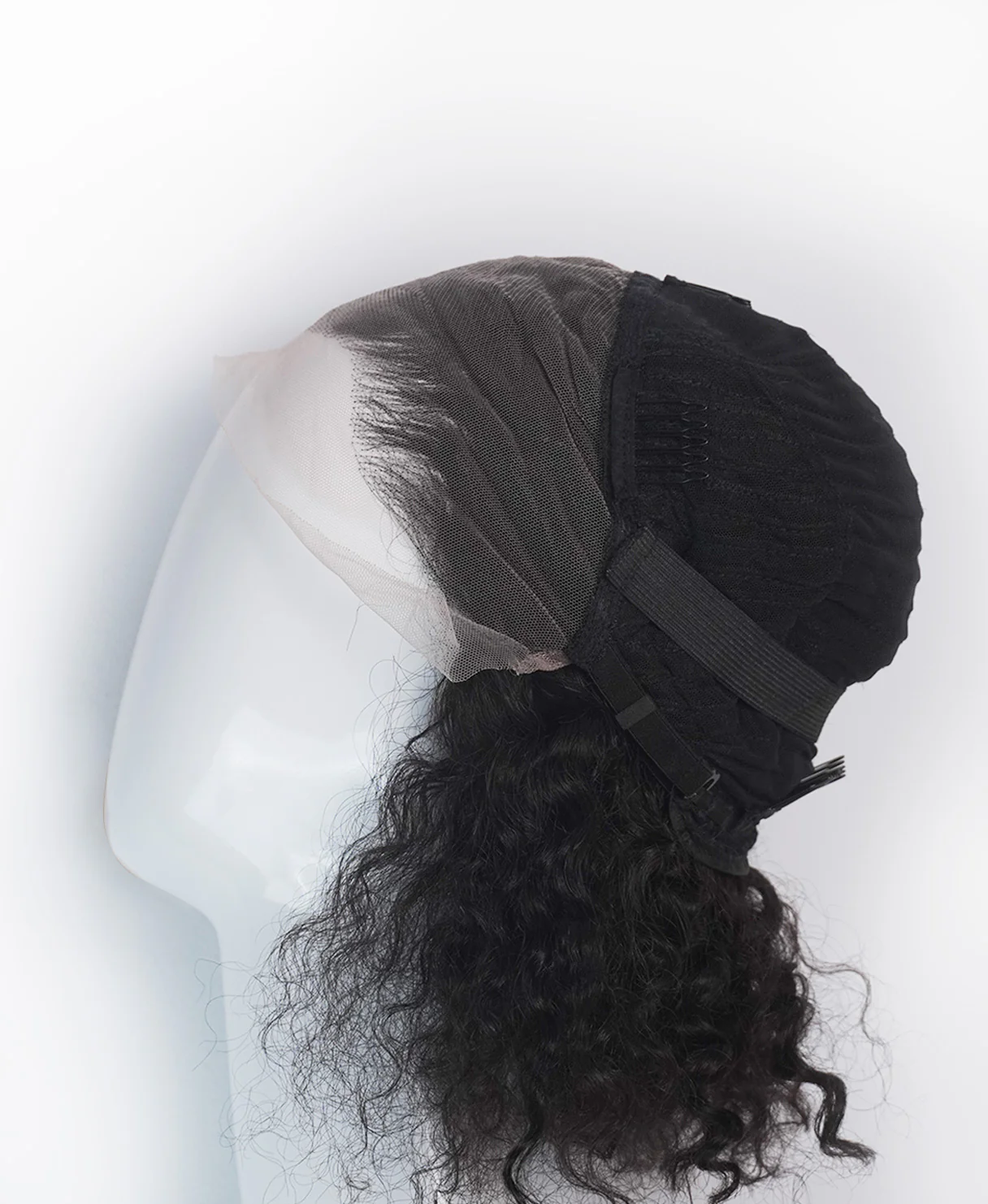 lace front human wig - 10" 3A curly natural black. - Image 4