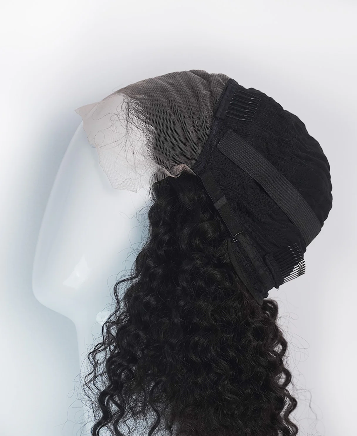 lace front human wig - 12" 3A curly natural black. - Image 3