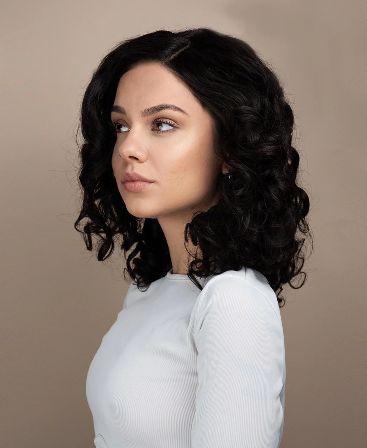 lace front human wig - 16" 3a bouncy curls natural black. - Image 3
