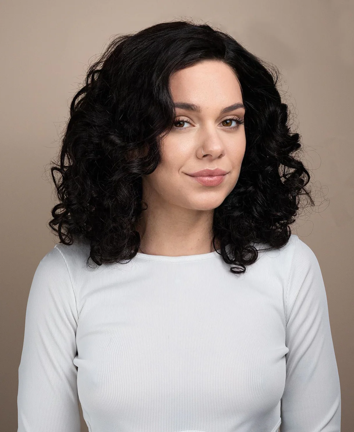 lace front human wig - 16" 3a bouncy curls natural black. - Image 4