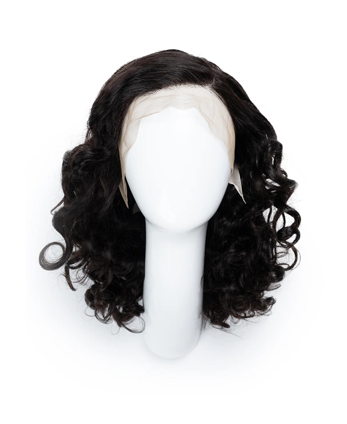 lace front human wig - 16" 3a bouncy curls natural black. - Image 5