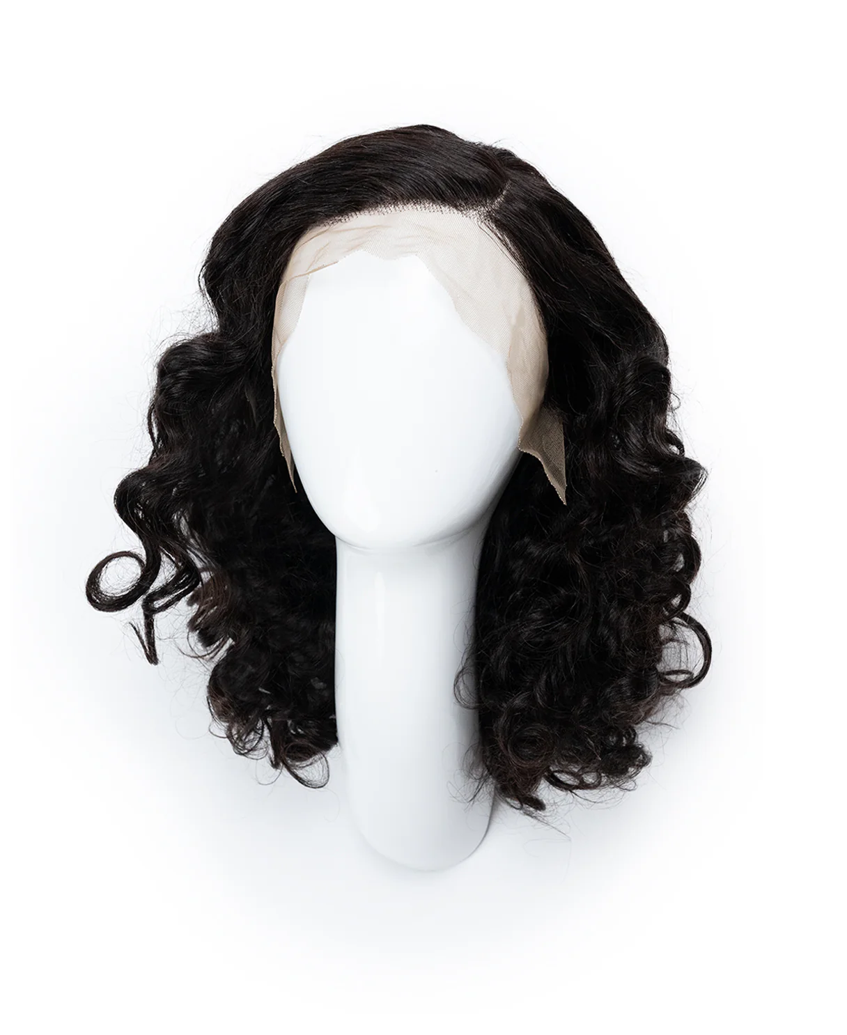 lace front human wig - 16" 3a bouncy curls natural black. - Image 6