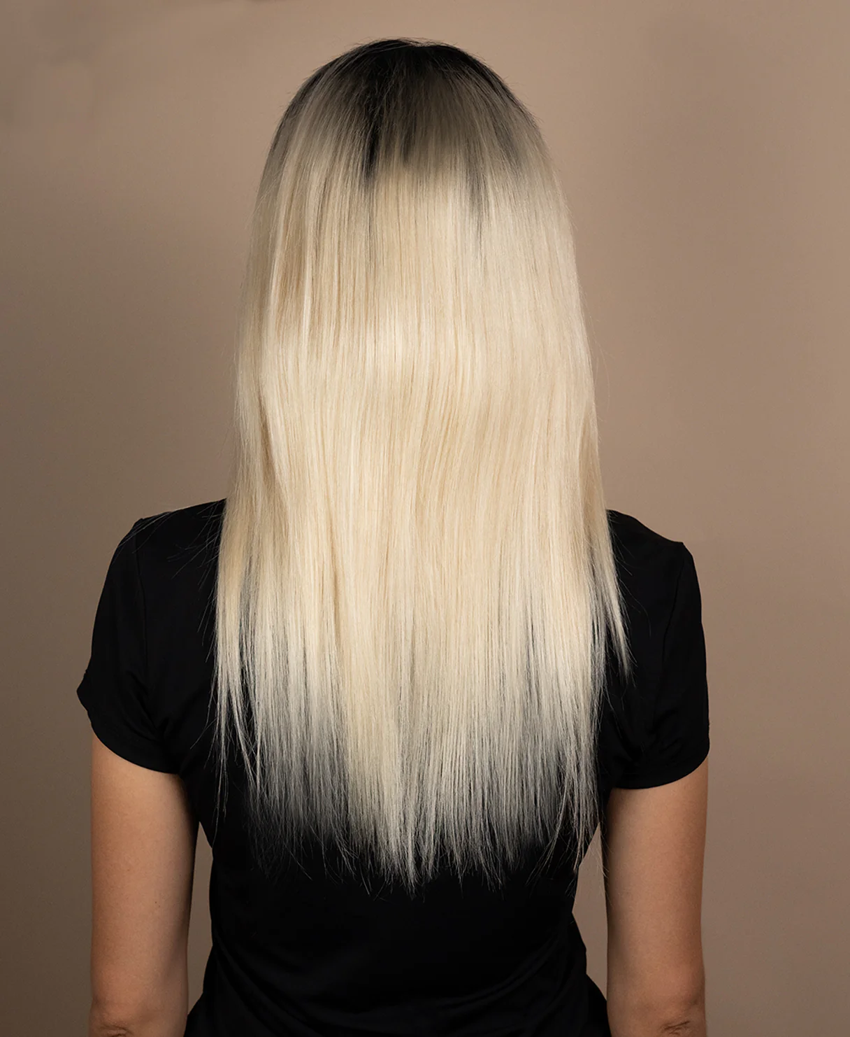 lace front human wig - 16" rooted platinum blonde. - Image 2