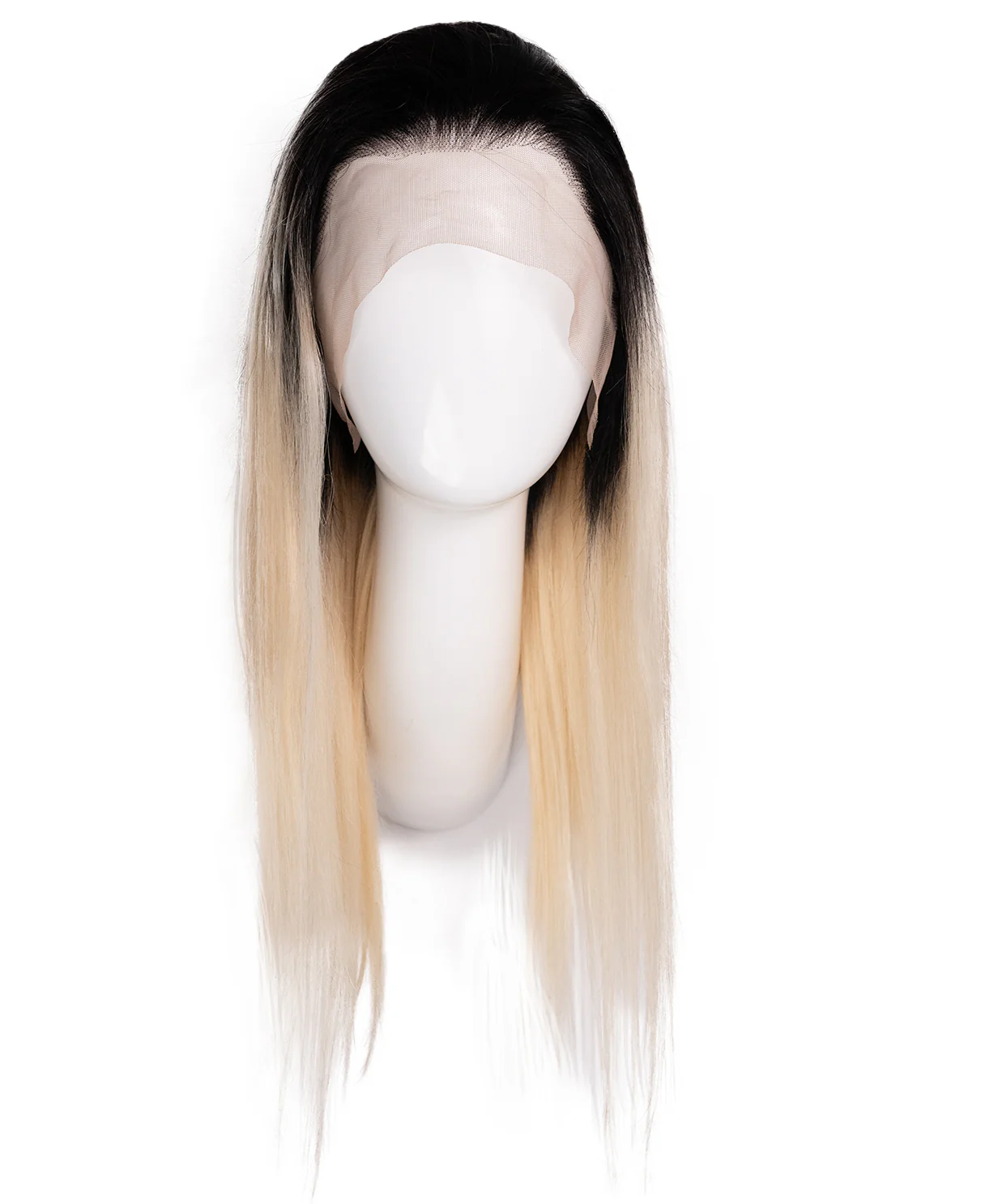lace front human wig - 16" rooted platinum blonde. - Image 5