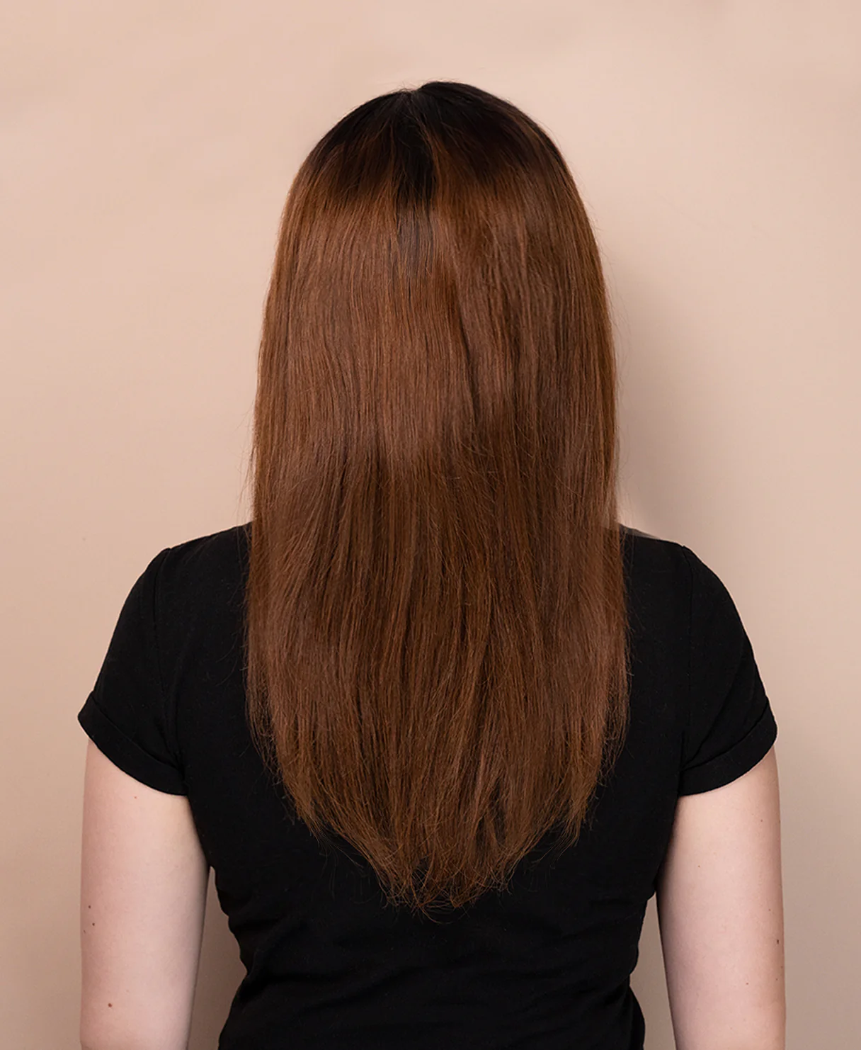 lace front human wig - 18" rooted brown. - Image 2