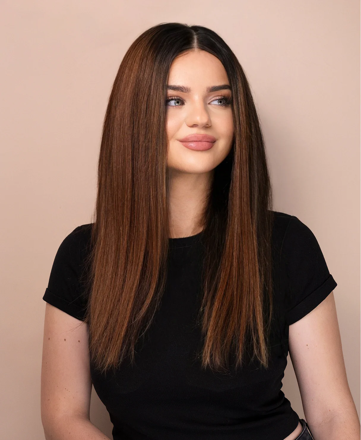 lace front human wig - 18" rooted brown. - Image 4