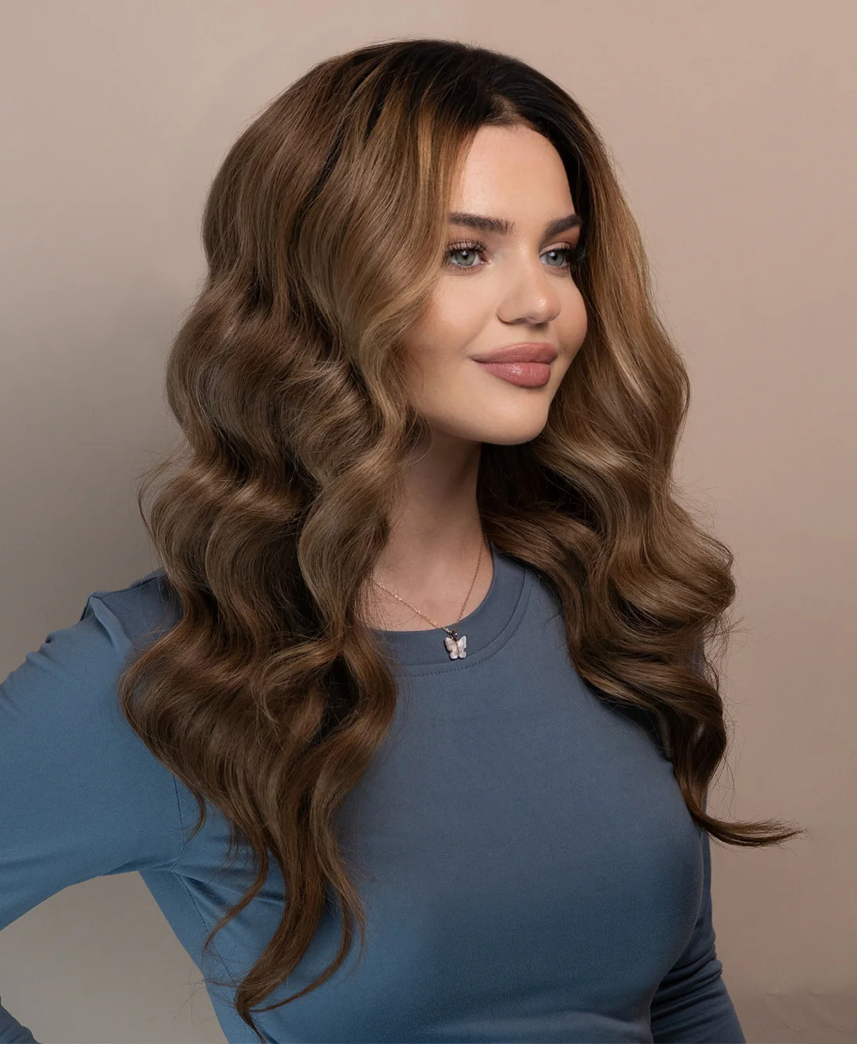 lace front human wig - 20" ash brown balayage. - Image 4