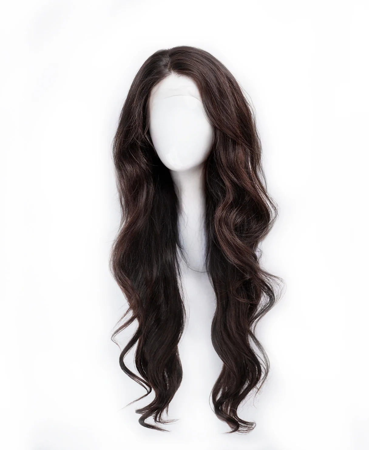 lace front human wig - 24" chocolate brown. - Image 3