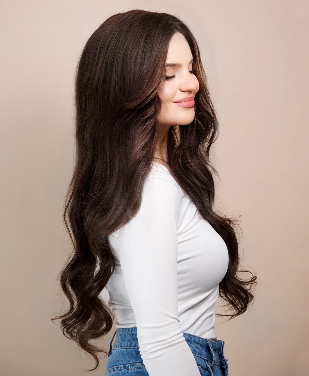 lace front human wig - 24" chocolate brown. - Image 6