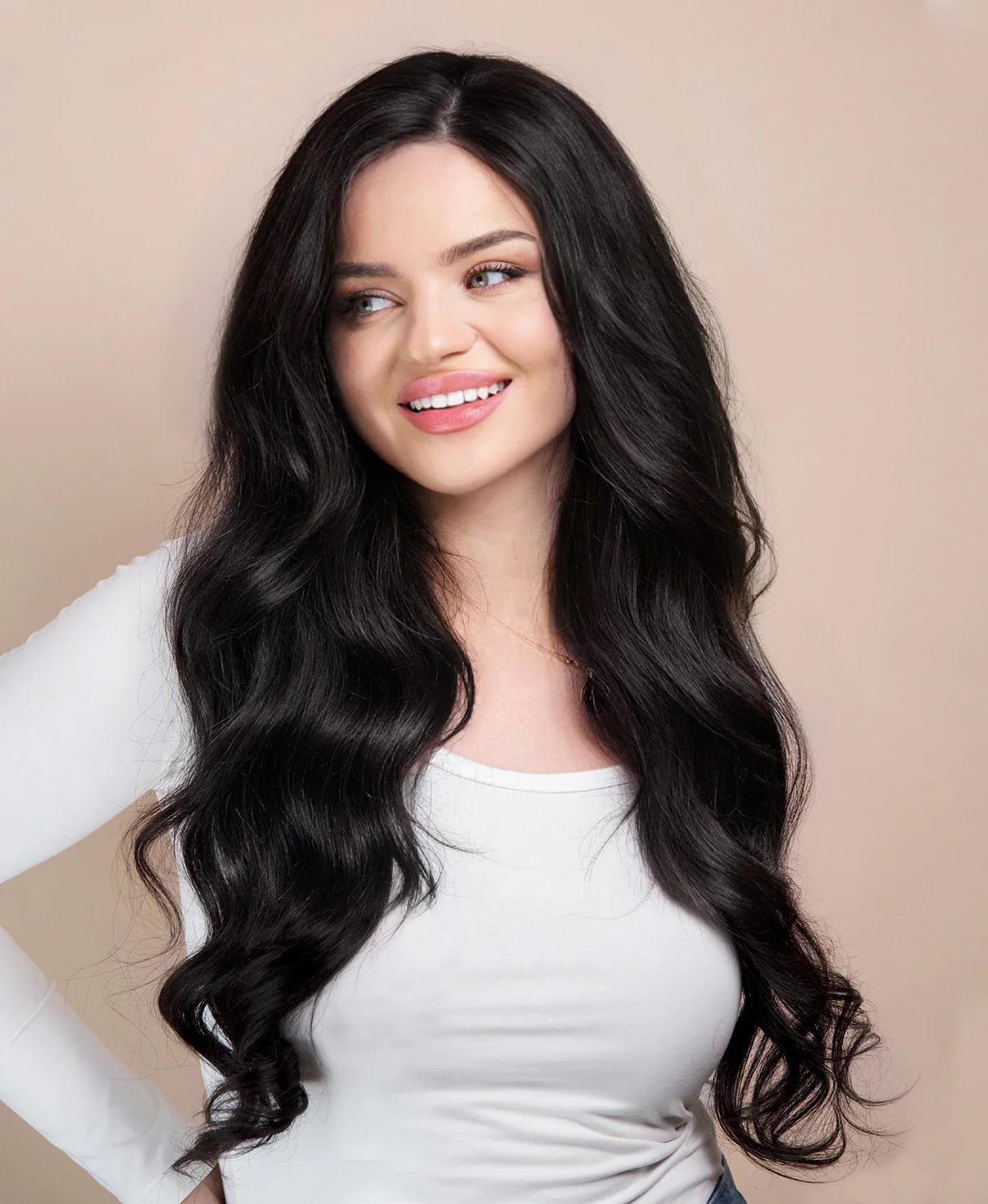 lace front human wig - 24" natural black. - Image 2