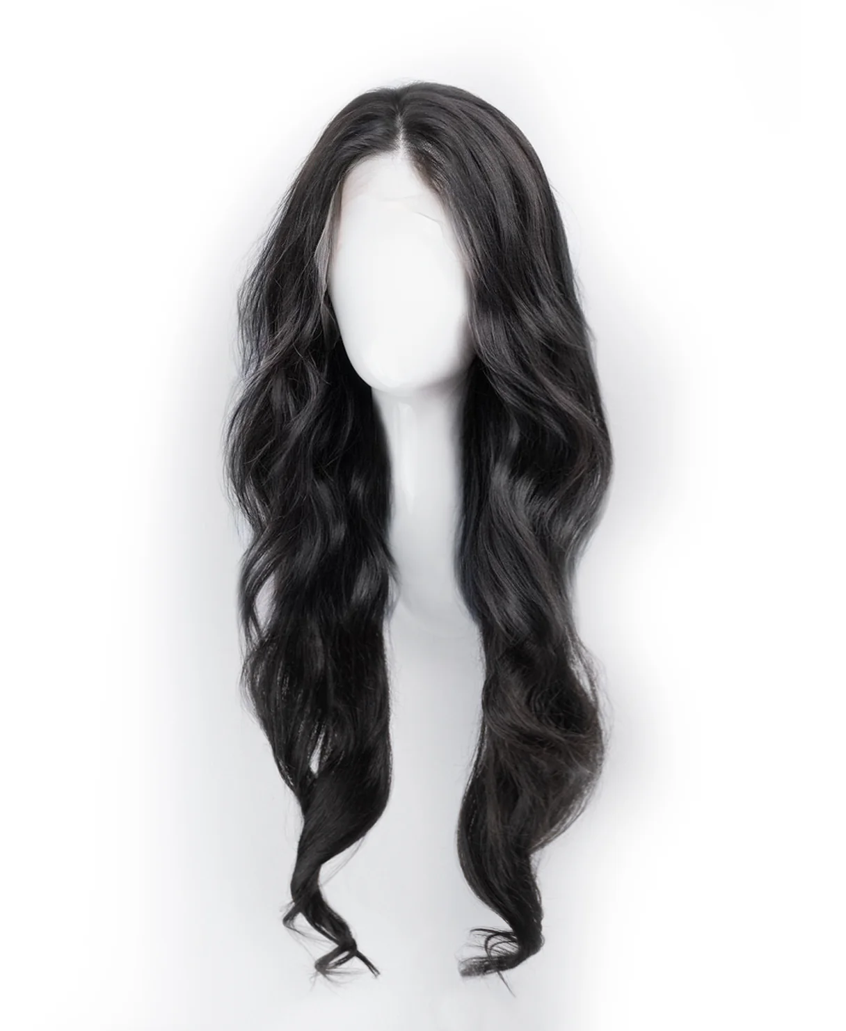 lace front human wig - 24" natural black. - Image 3
