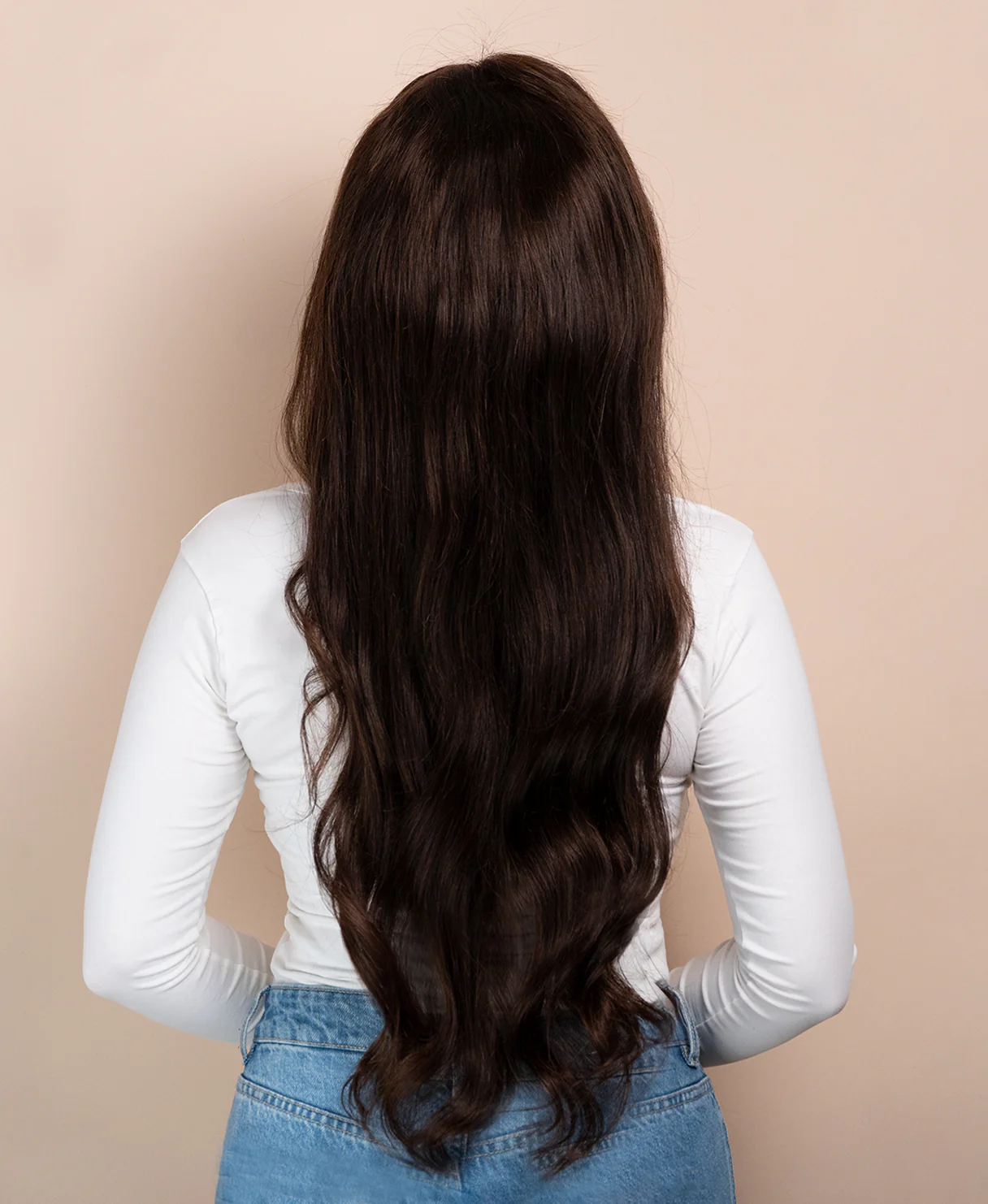lace front human wig - 26" chocolate brown. - Image 2