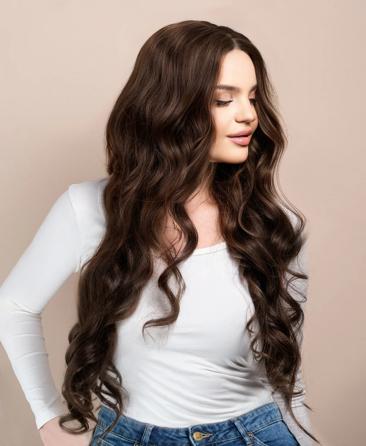 lace front human wig - 26" medium brown. - Image 3