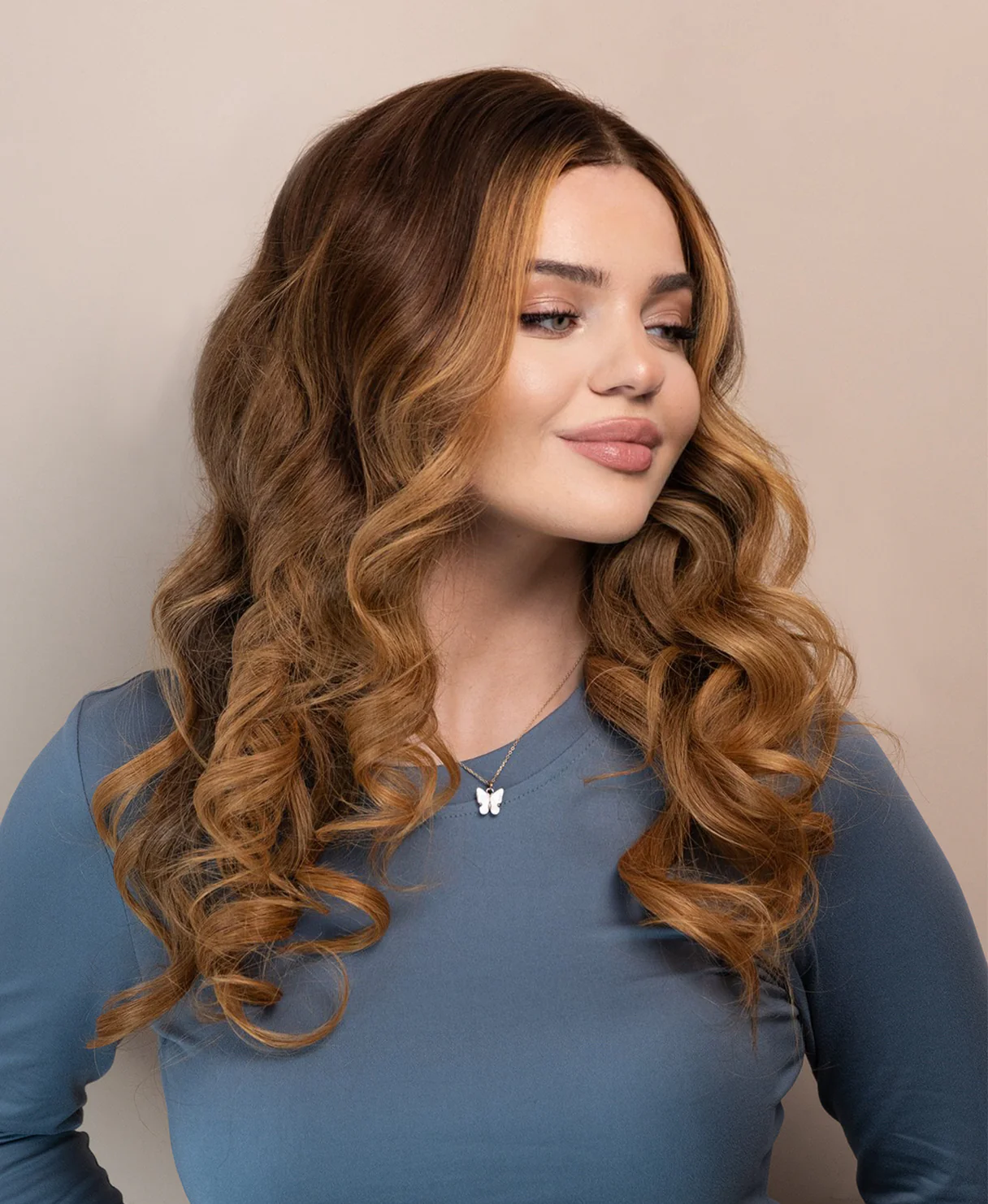 lace front human wig - 20" chestnut blonde balayage. - Image 3