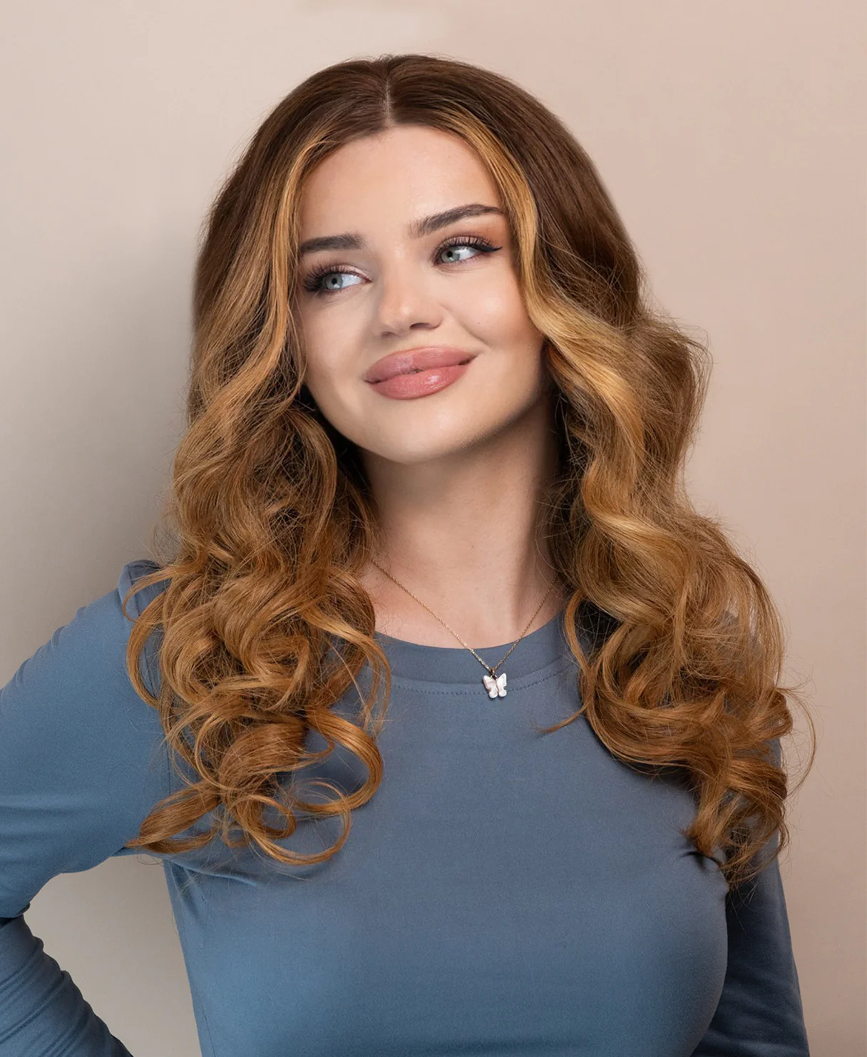lace front human wig - 20" chestnut blonde balayage. - Image 5
