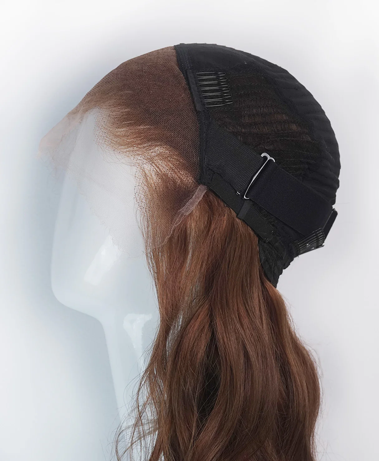 lace front human wig - 20" auburn babylights. - Image 6