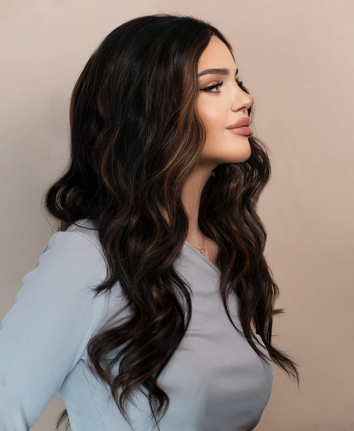 lace front human wig - 20" caramel balayage. - Image 3