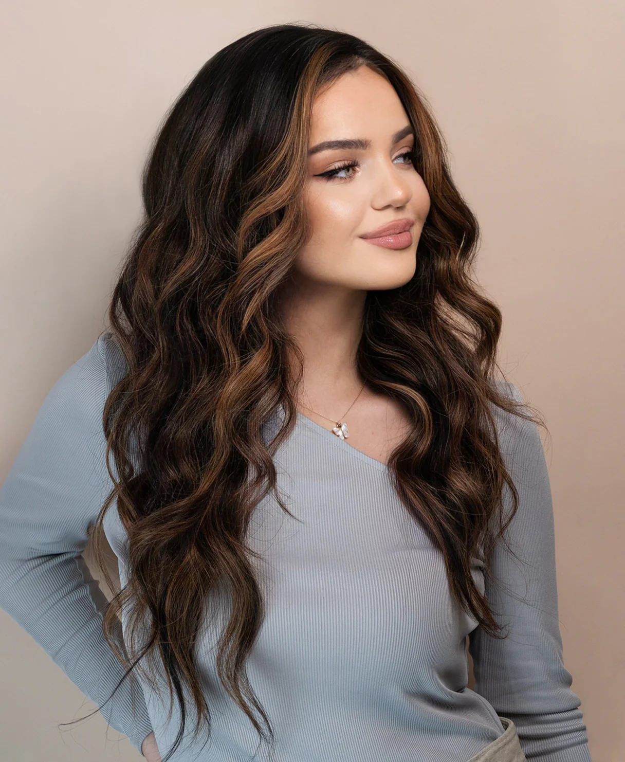 lace front human wig - 20" caramel balayage. - Image 4