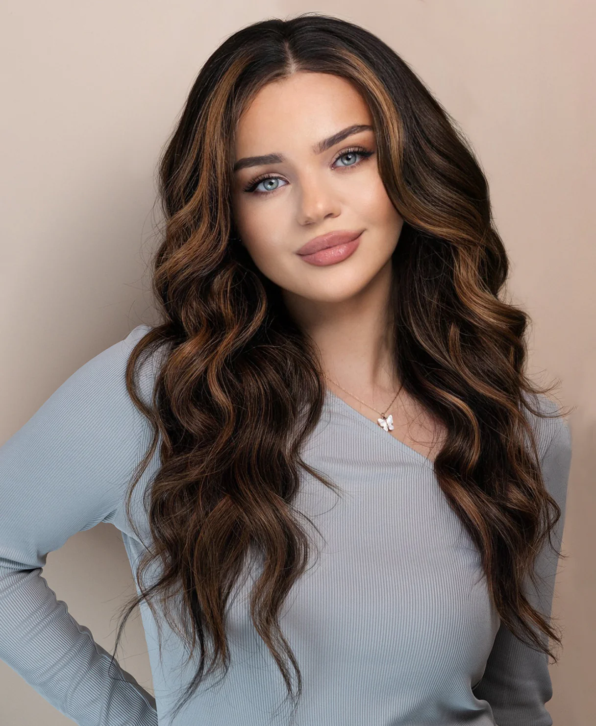 lace front human wig - 20" caramel balayage. - Image 5