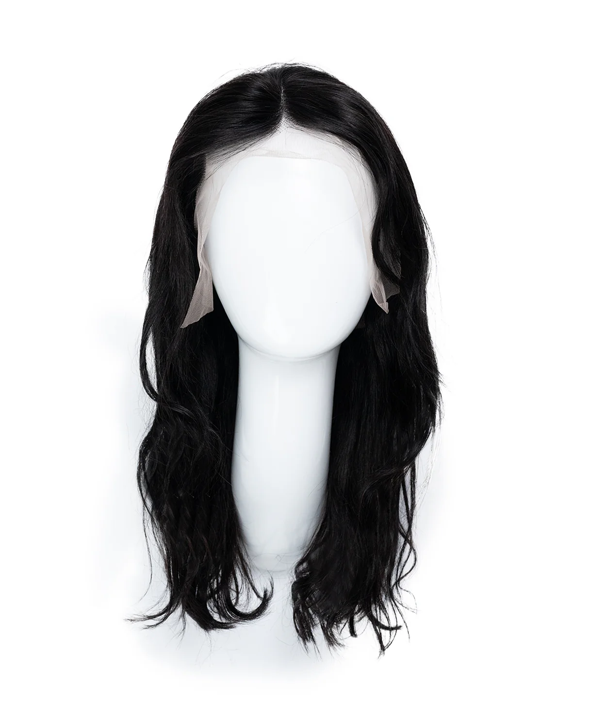 lace front wavy human wig - 18" natural black. - Image 7