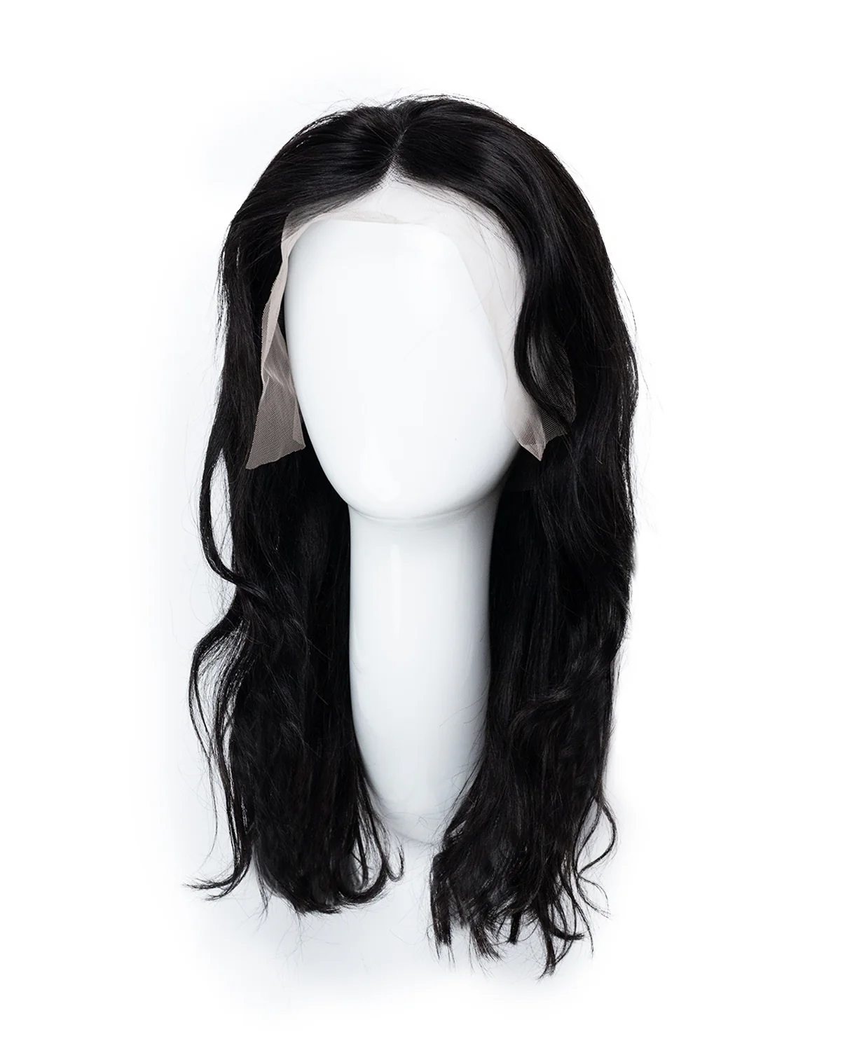 lace front wavy human wig - 18" natural black. - Image 8