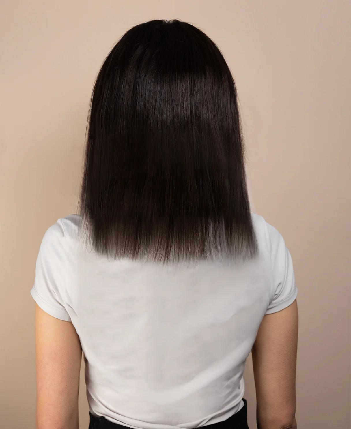 full lace human wig - 12" chocolate brown. - Image 2