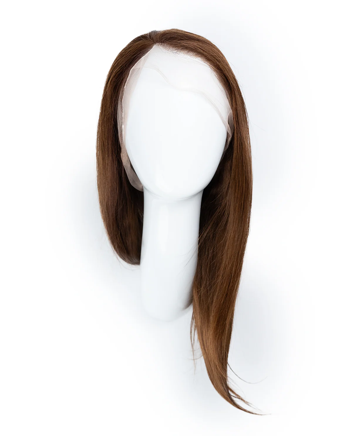 full lace human wig - 12" medium brown. - Image 4