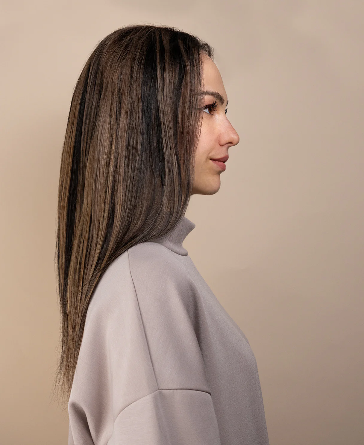 full lace human wig - 14" dark highlights. - Image 2