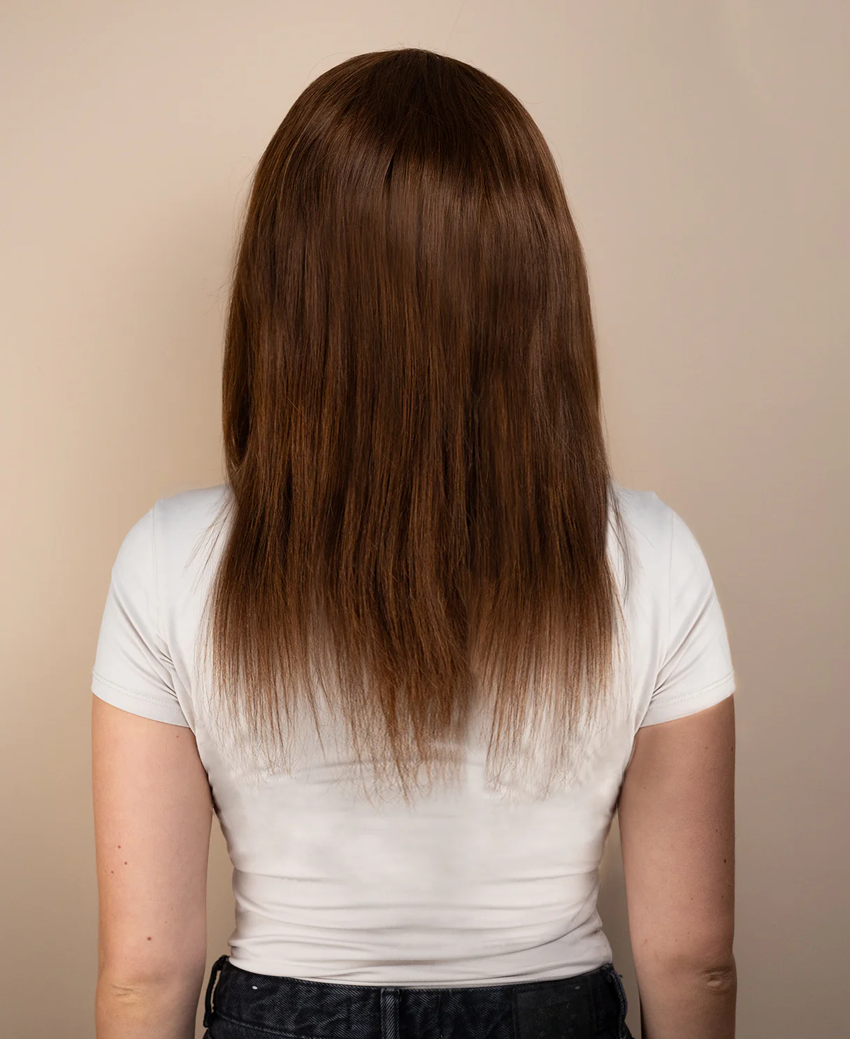 full lace human wig - 14" medium brown. - Image 2