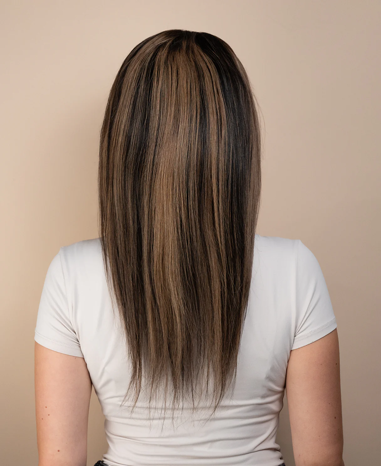 full lace human wig - 16" dark highlights. - Image 2
