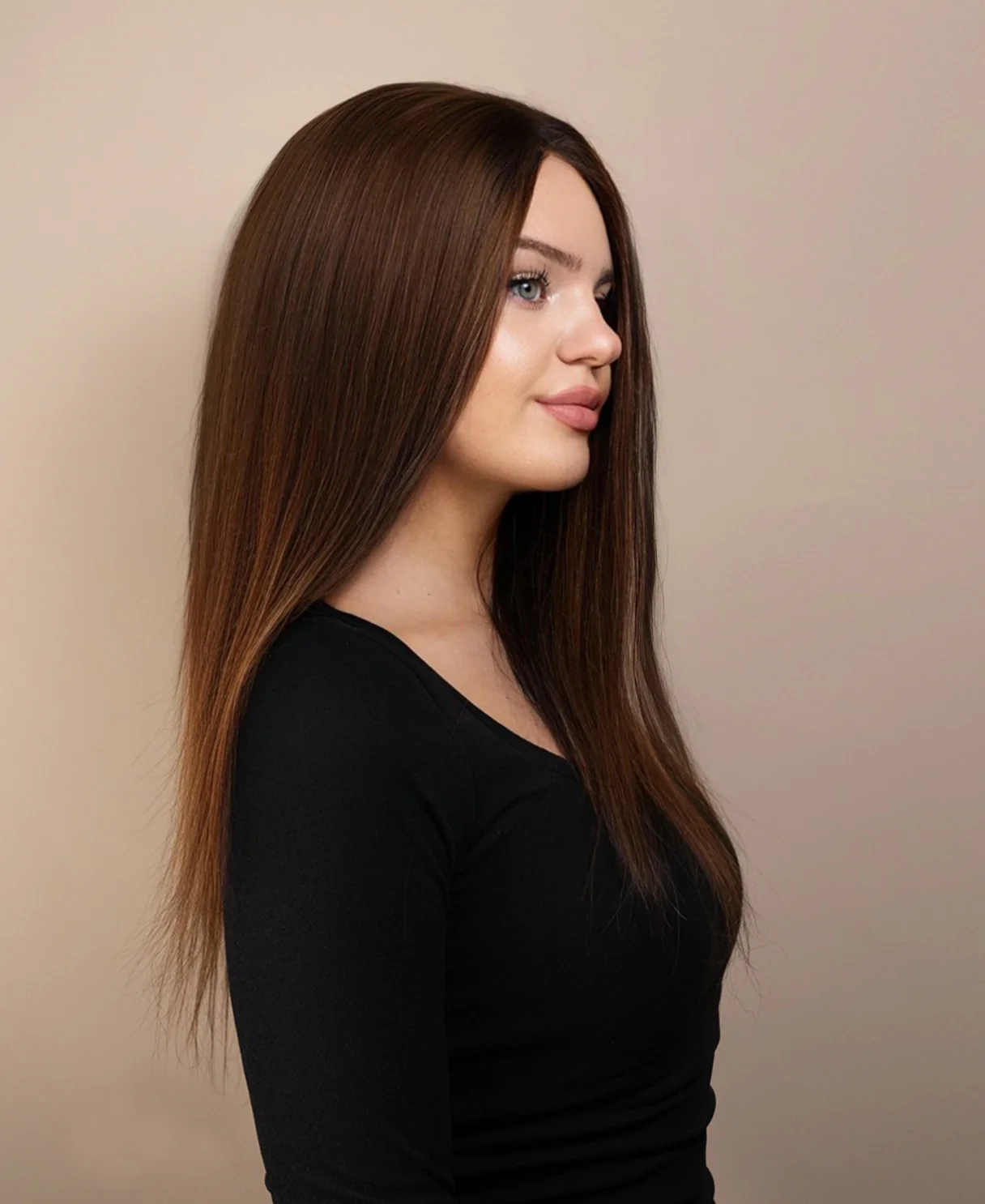full lace human wig - 18" medium brown. - Image 3