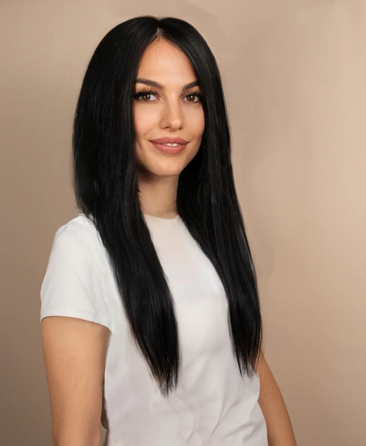 full lace human wig - 18" natural black. - Image 3