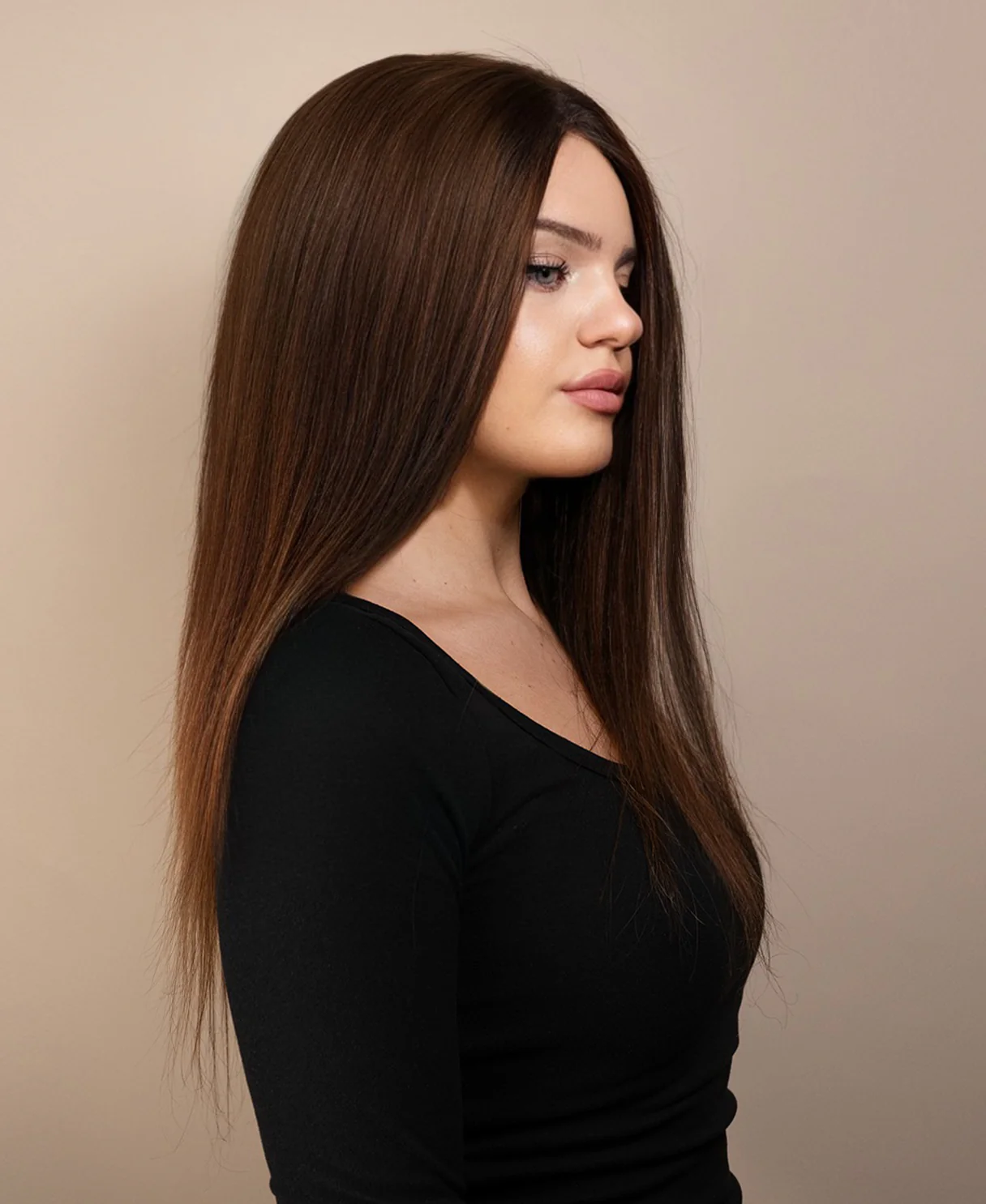 full lace human wig - 20" medium brown. - Image 3