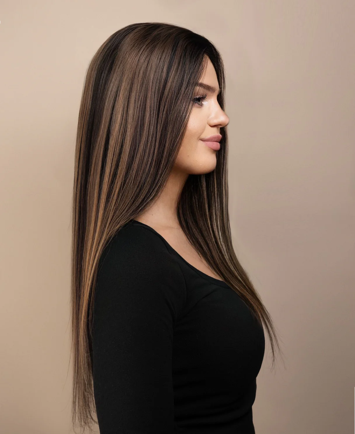 full lace human wig - 22" dark highlights. - Image 3