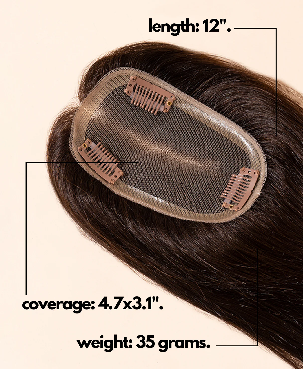 hair topper 12" chocolate brown. - Image 4