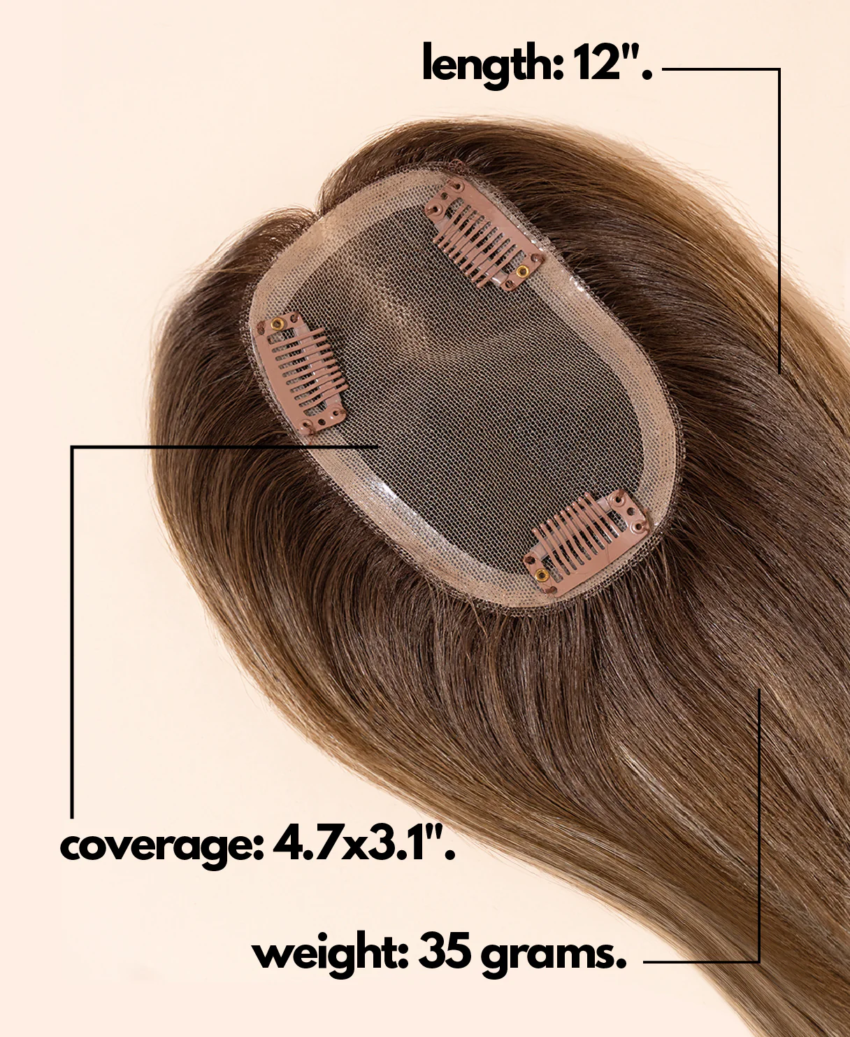 hair topper 12" brown balayage. - Image 4
