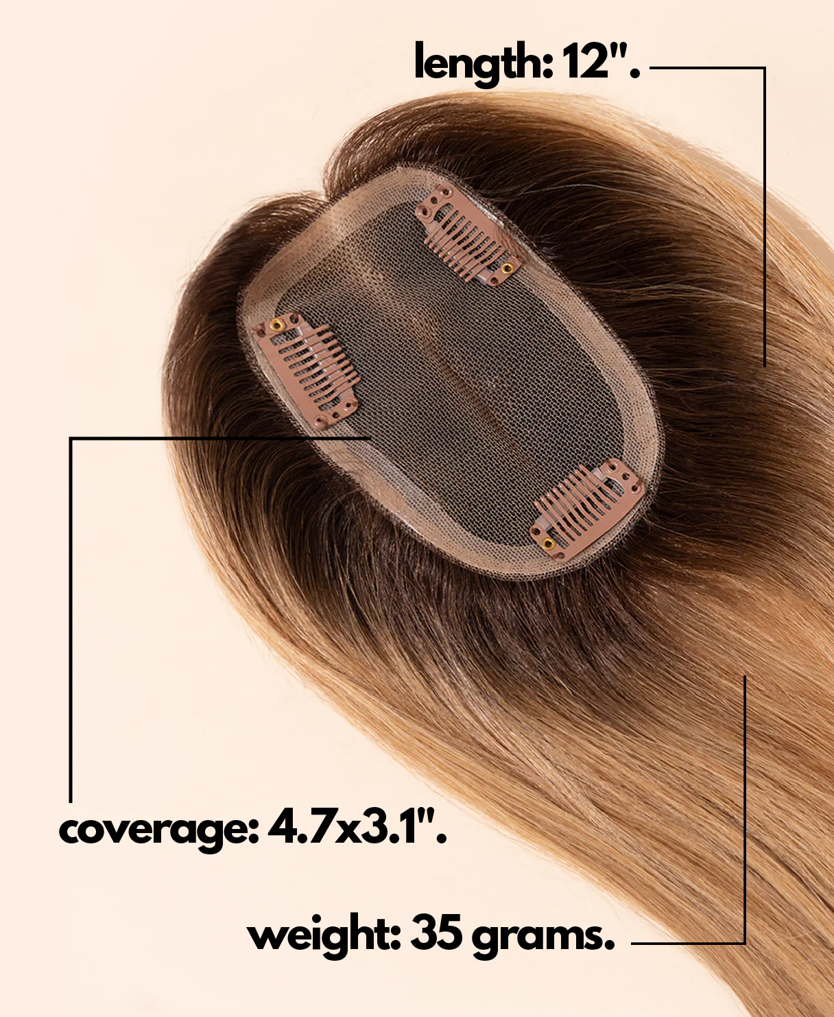 hair topper 12" rooted honey blonde. - Image 4