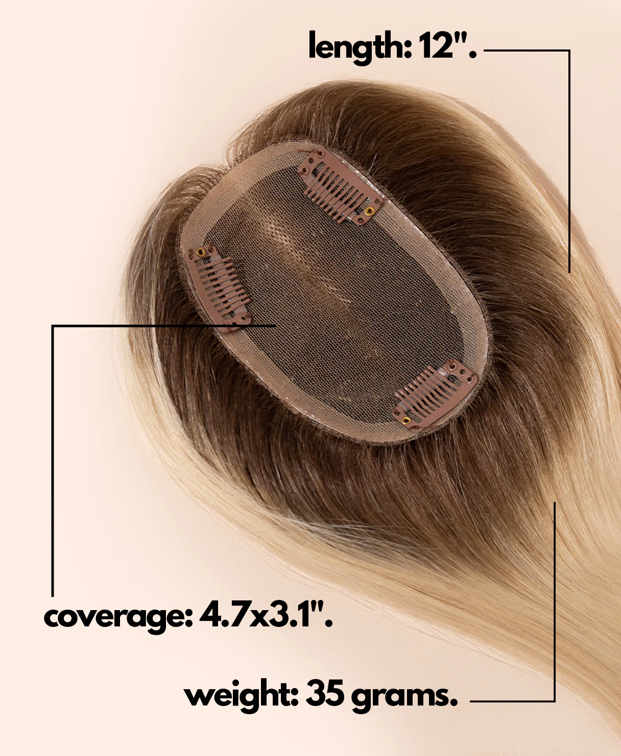 hair topper 12" rooted light blonde. - Image 3