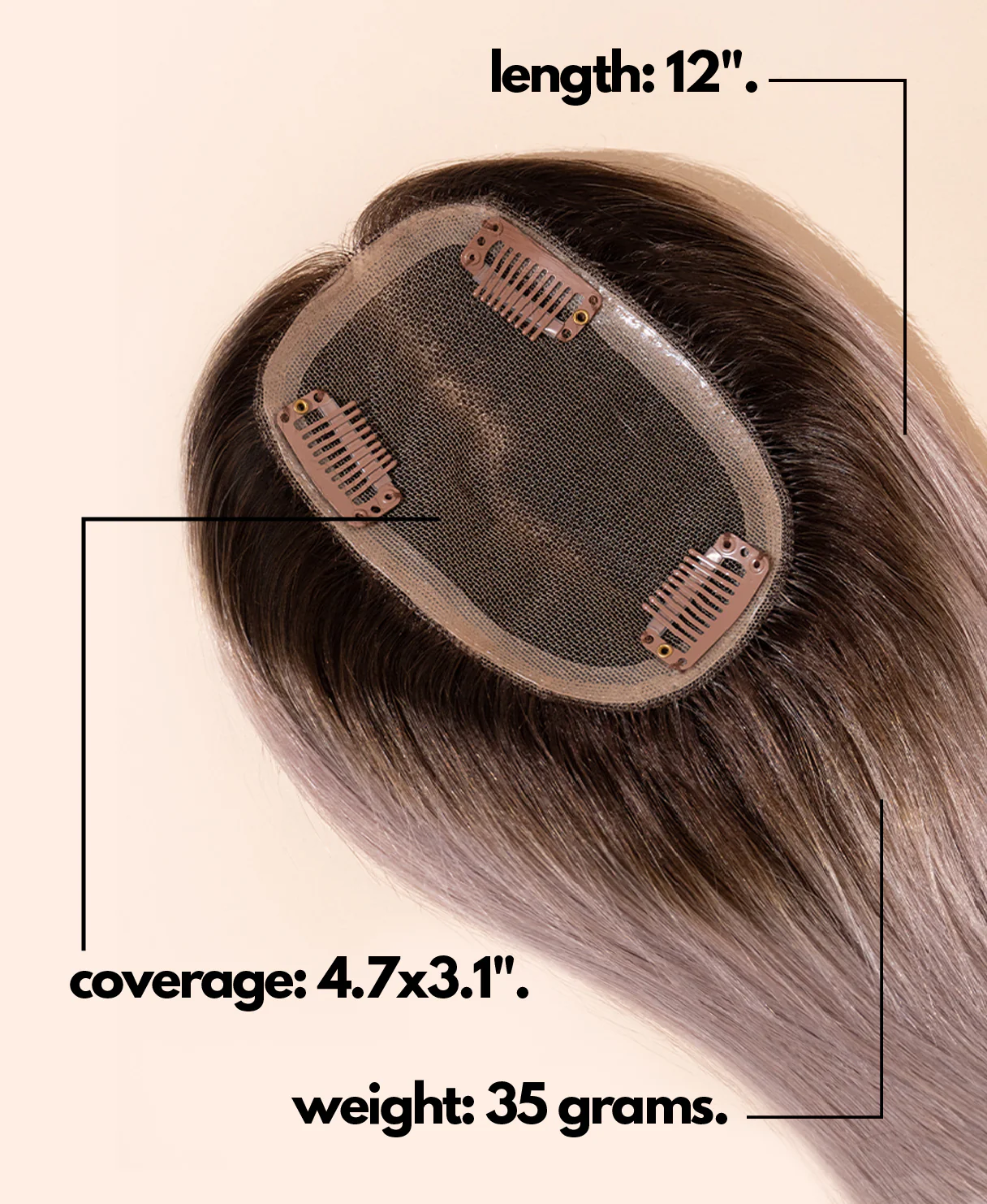 hair topper 12" rooted salt and pepper. - Image 4