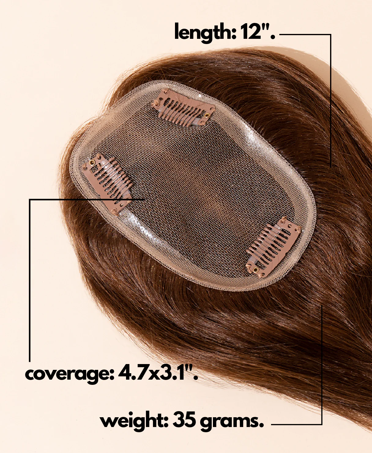 hair topper 12" medium brown. - Image 4