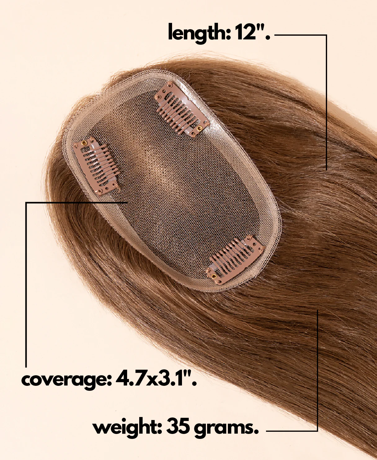 hair topper 12" light brown. - Image 4