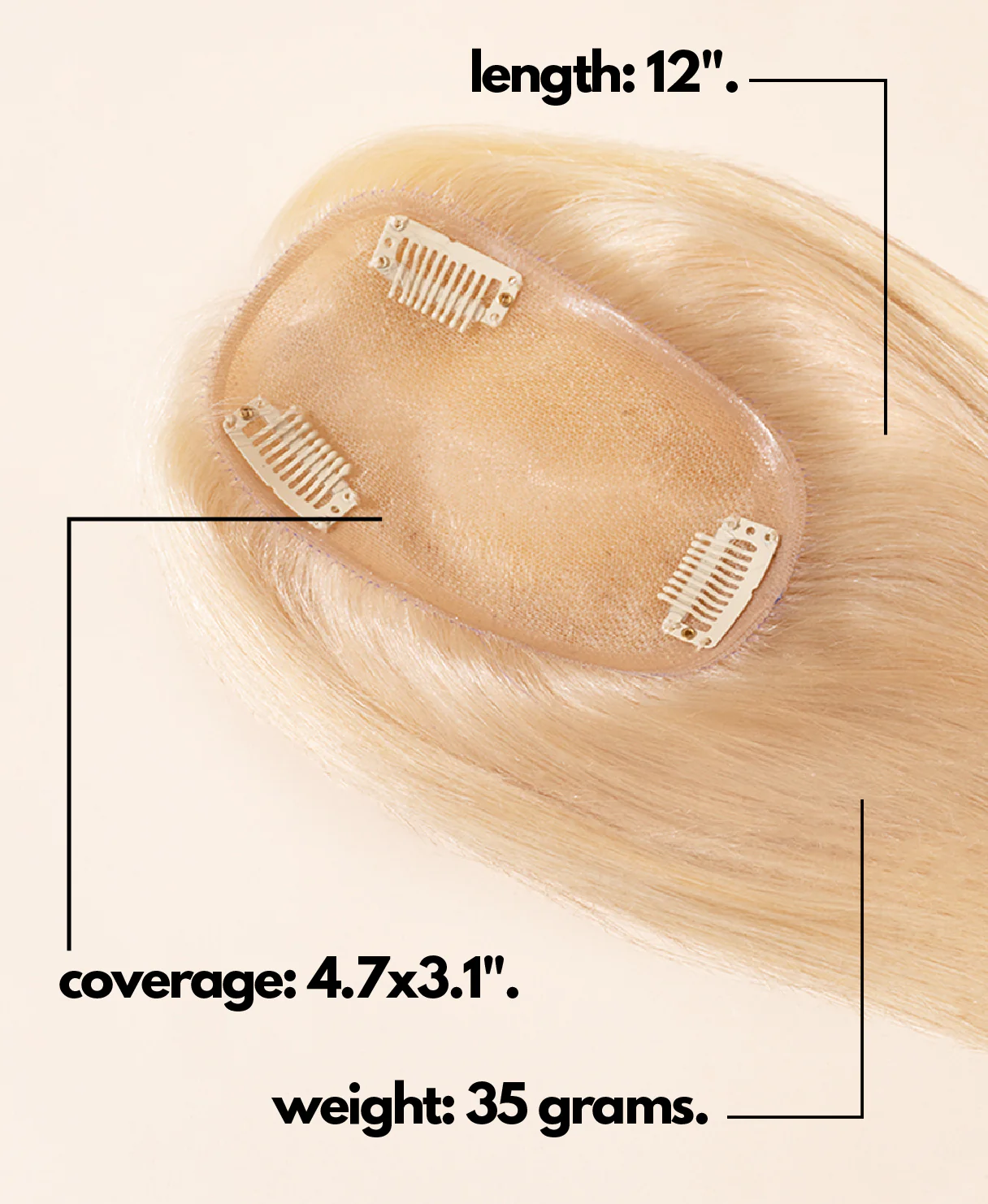hair topper 12" platinum blonde. - Image 3