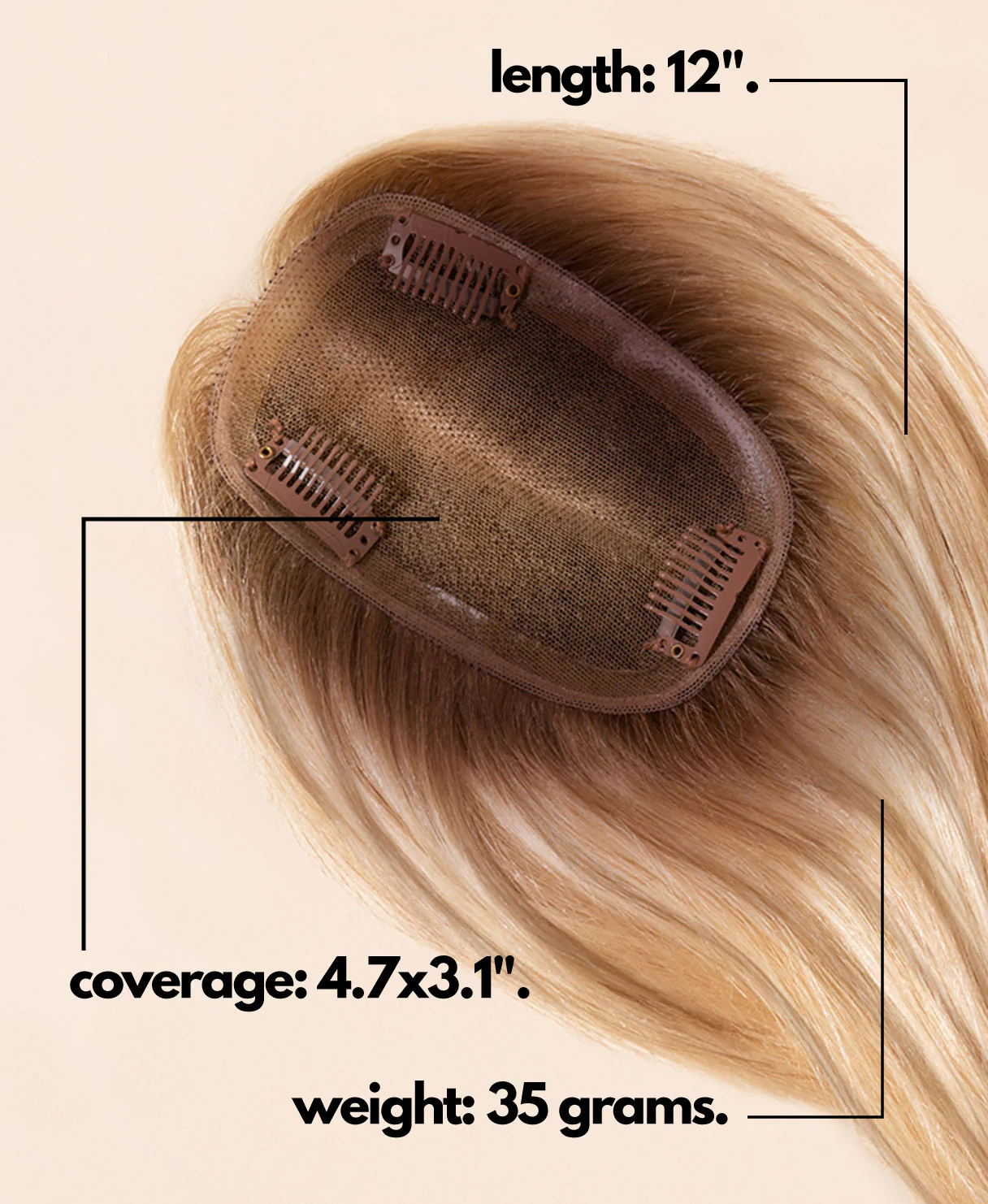 hair topper 12" rooted blonde highlights. - Image 4