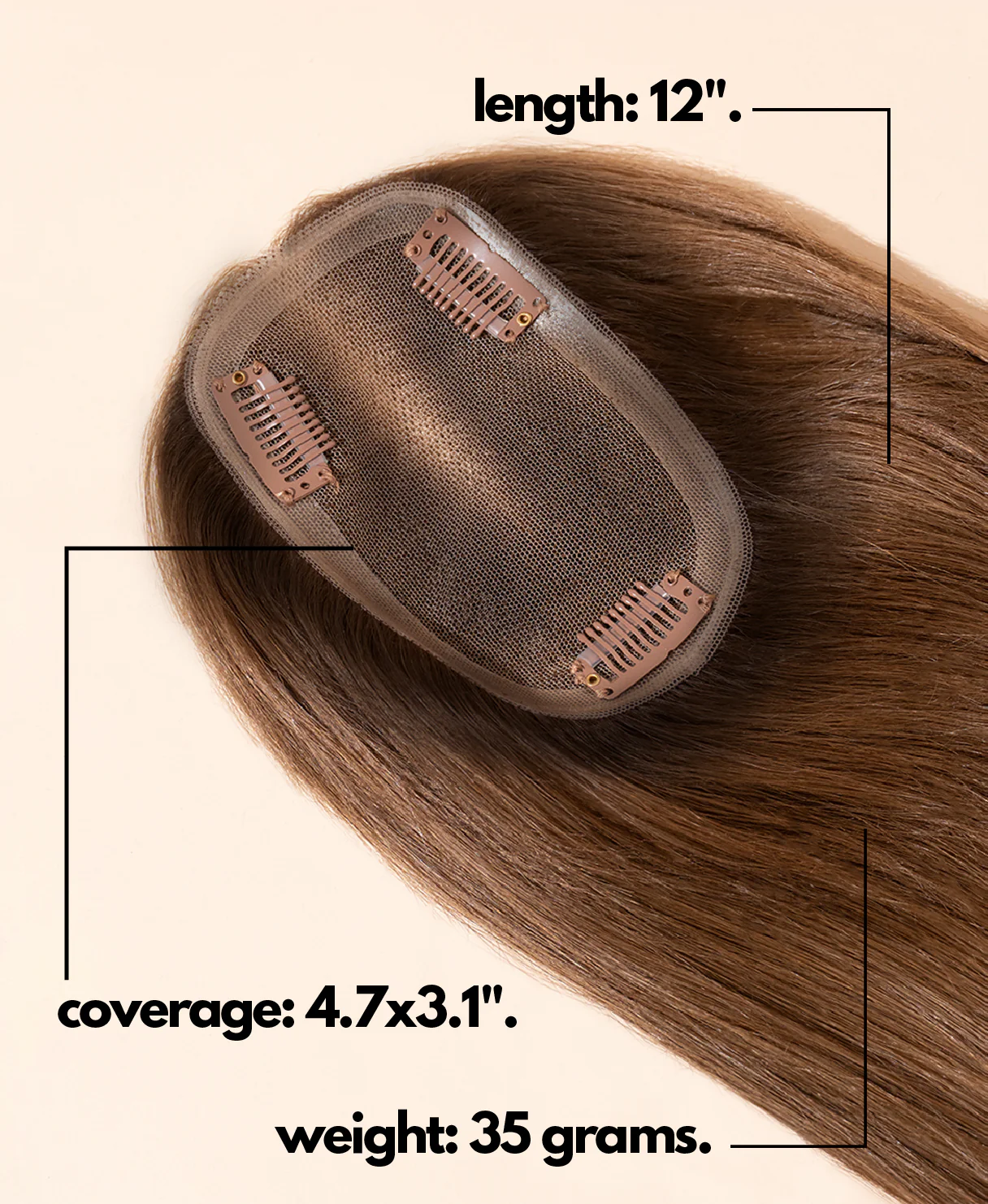 hair topper 12" rooted brown. - Image 4