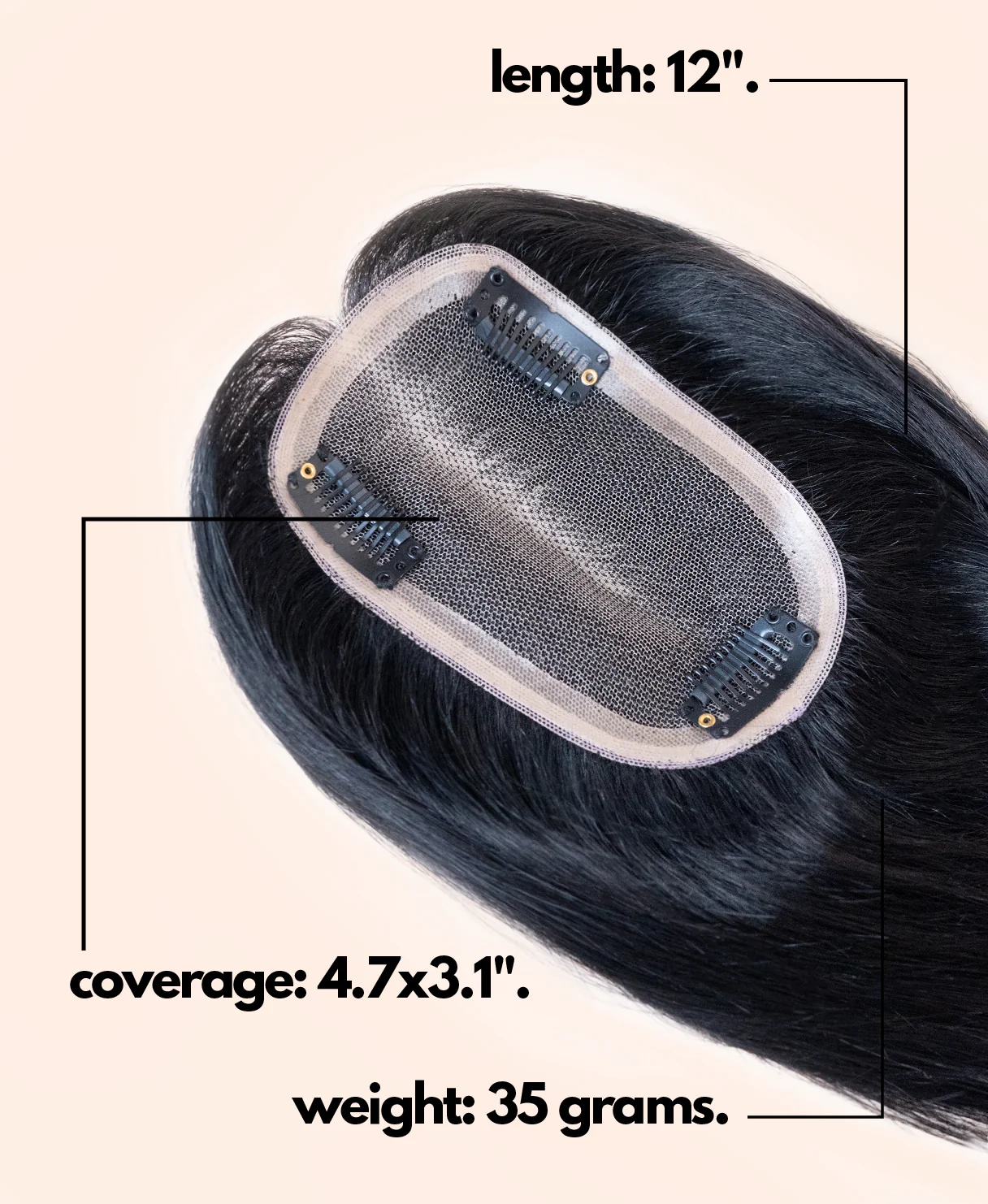 hair topper 12" jet black. - Image 4