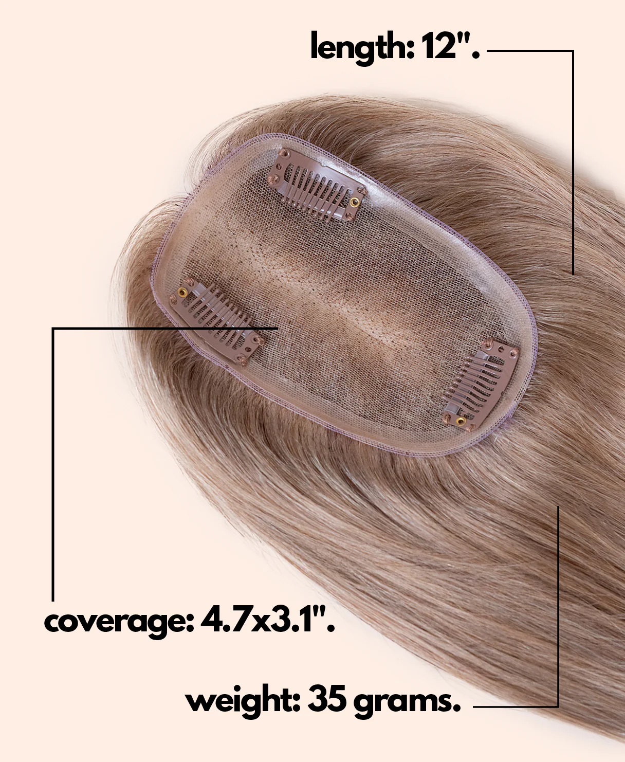 hair topper 12" ash blonde. - Image 4