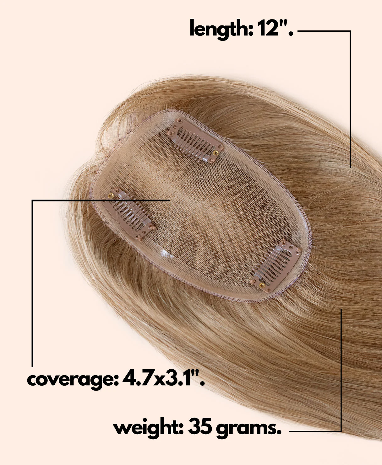 hair topper 12" medium blonde. - Image 4