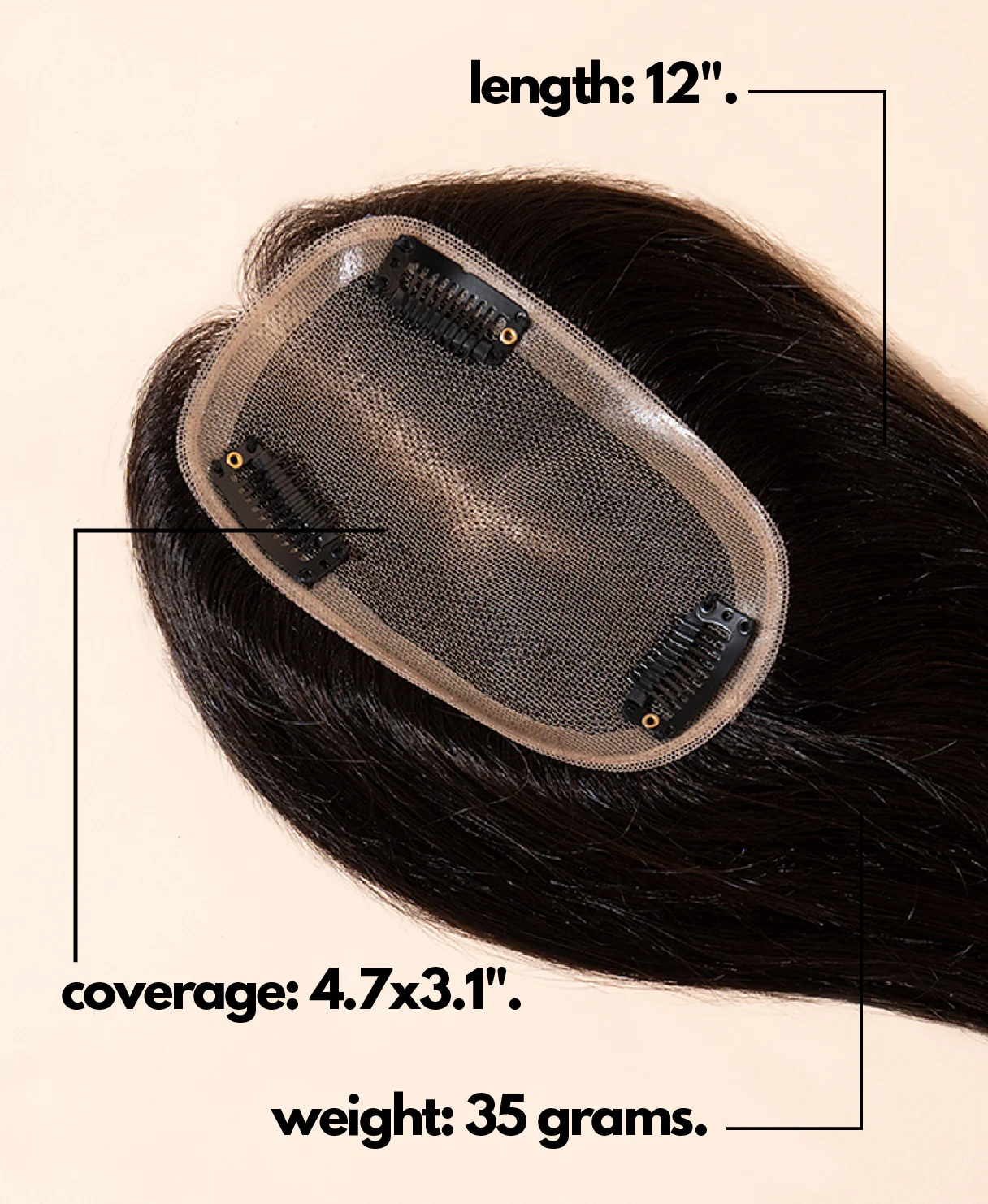 hair topper 12" dark brown. - Image 4