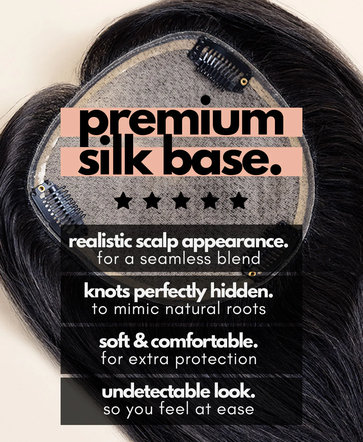 premium hair topper 14" natural black. - Image 3
